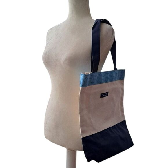 Vineyard Vines Canvas Shopping Travel Tote Blue Natixis Medium - Picture 2 of 6